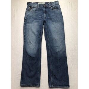 ARIAT Legacy M4 Jeans Men 32x32 Relaxed Boot Whiskered Distressed Stretch